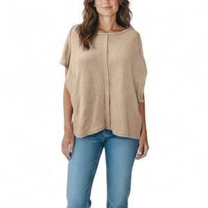 Free People We The Free Top Terry Cloth Tan Brown Oversized Womens Size Small